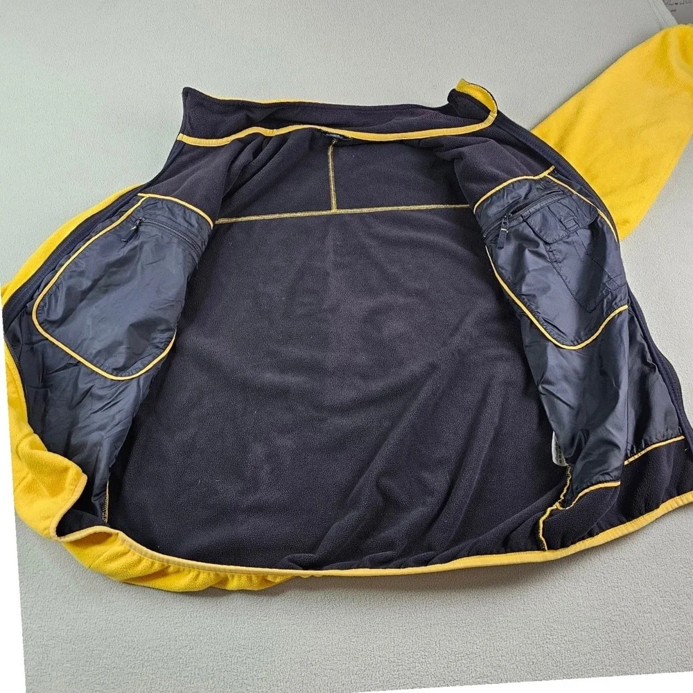 Lands' End Fleece Jacket Mens L Yellow Full Zip Mock Neck Outdoor‎ Casual